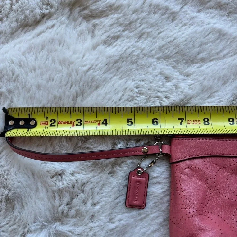 Coach F47330 Perforated pink Leather Wristlet wallet‎ purse clutch